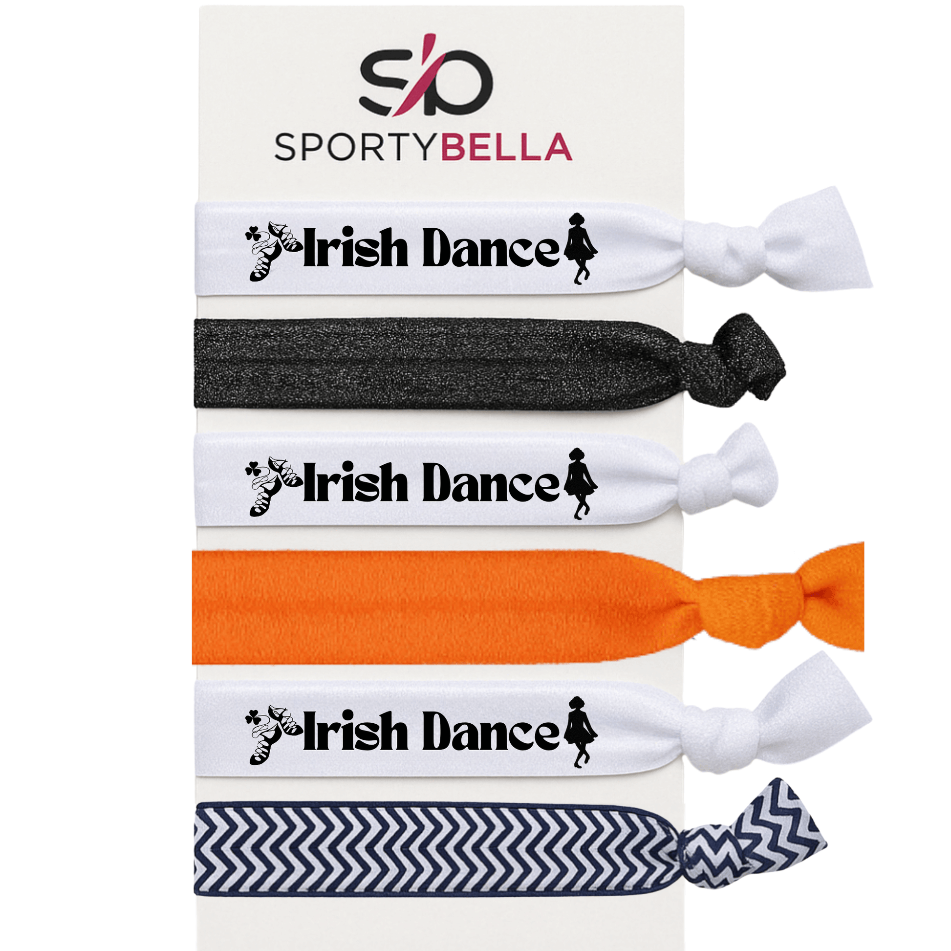 Set of 6 Irish Dance hair ties featuring dancer silhouette, perfect as Irish dance gifts for dancers.