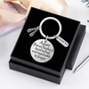Gift-ready keychain displayed in a black box with Irish dance charms and quote disc