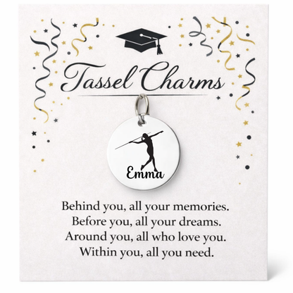 Javelin Throw Engraved Tassel Charm