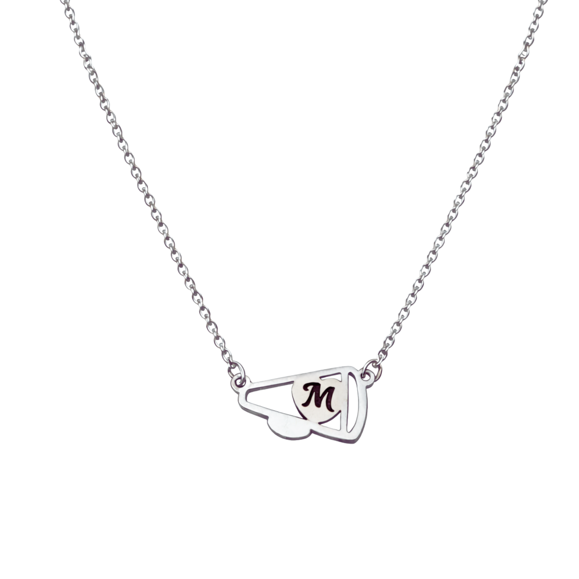 Personalized Cheer Heart Megaphone Necklace