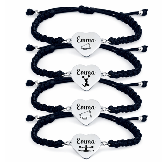 Personalized Engraved Cheer Heart Rope Bracelet