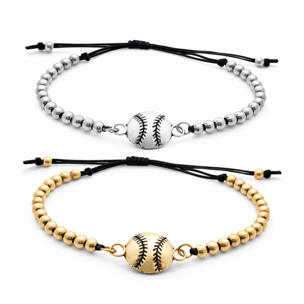 Softball Beaded Adjustable Charm Bracelet