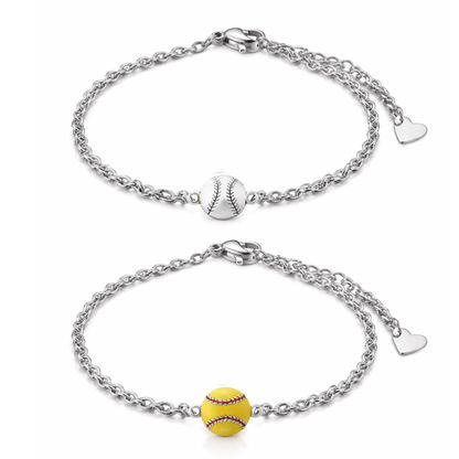 Softball Charm Chain Bracelet