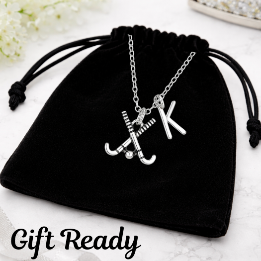 Personalized Field Hockey Stick Necklace with Letter Charm