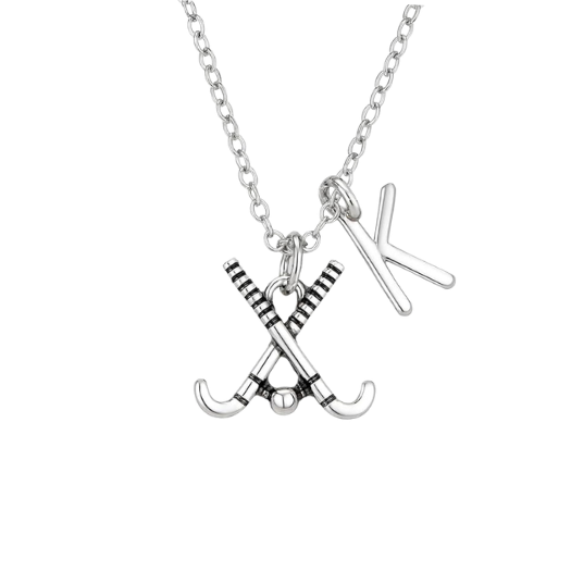Personalized Field Hockey Stick Necklace with Letter Charm