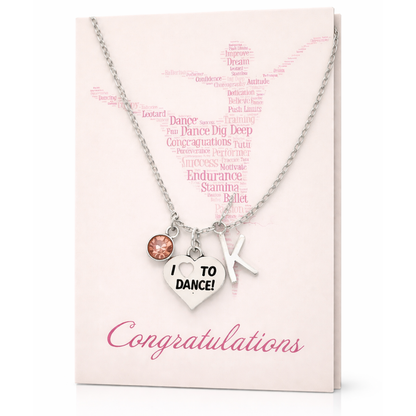 Personalized Dance Necklace & Card Gift Set
