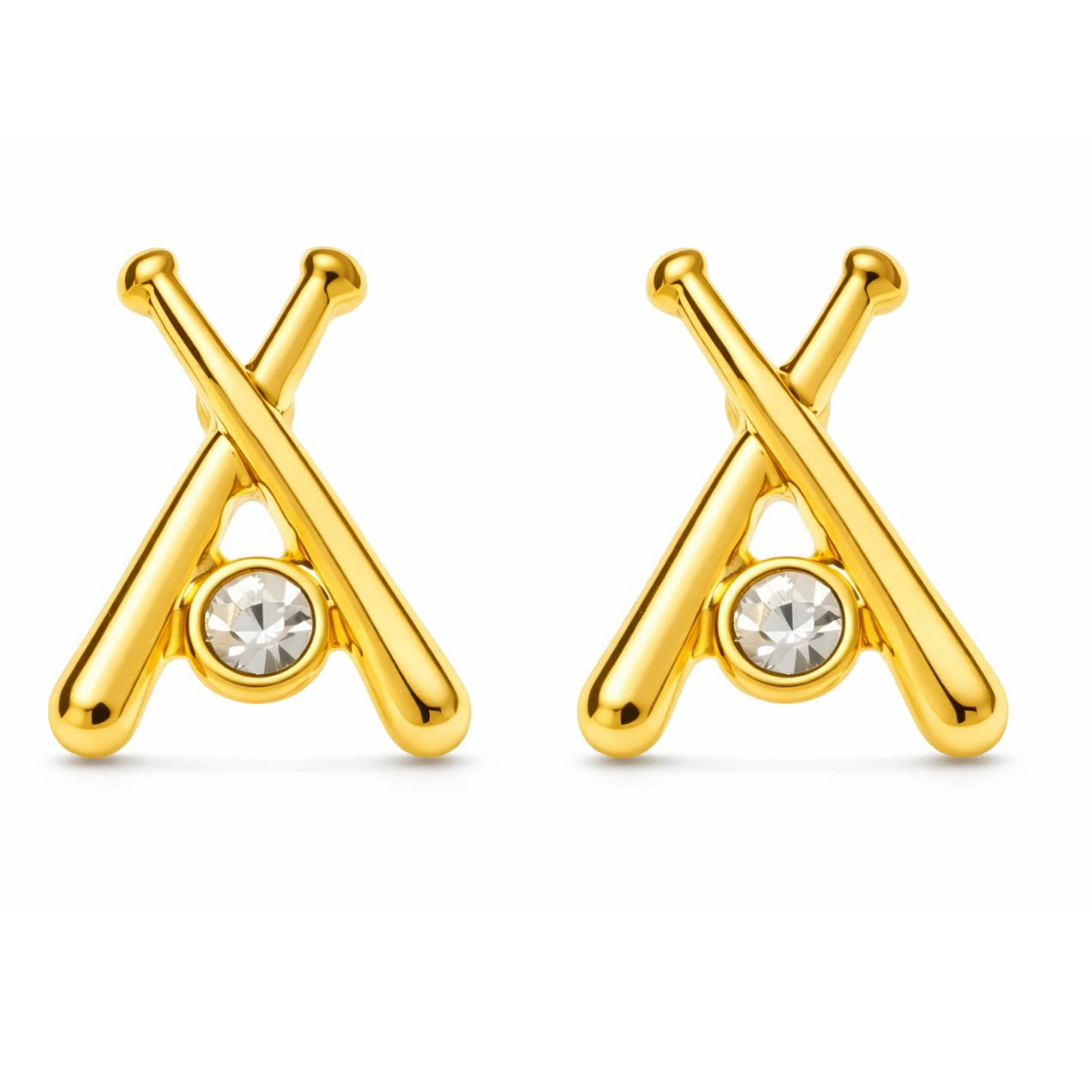 Gold Softball Bat Stud Earrings
