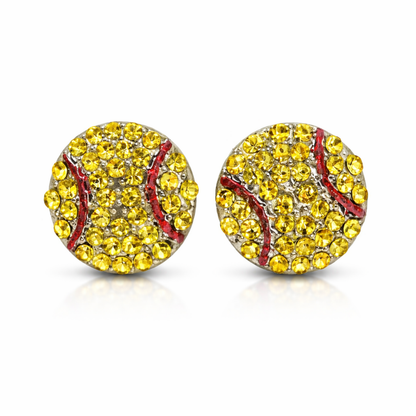 Softball Rhinestone Earrings