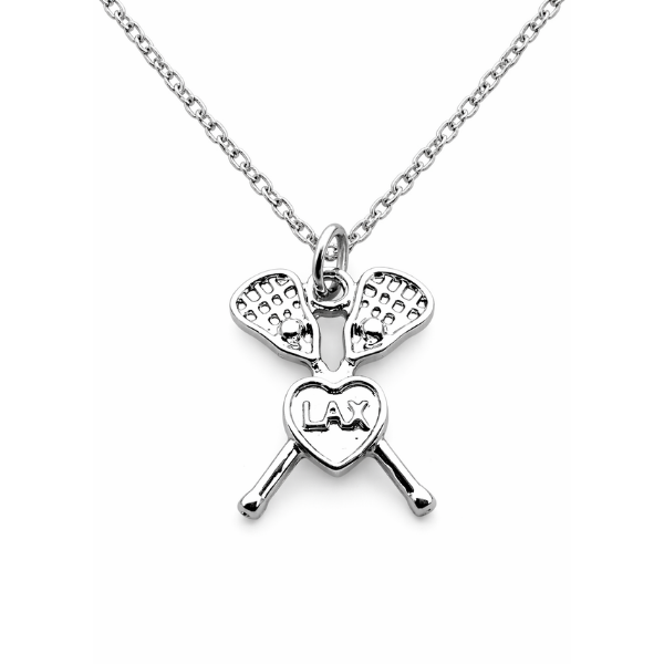 Lacrosse Heart Crossed Sticks Necklace