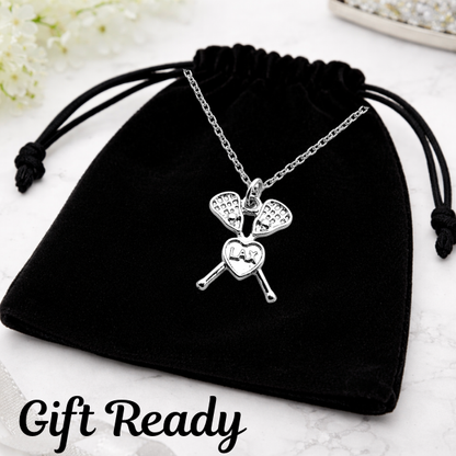 Lacrosse Heart Crossed Sticks Necklace
