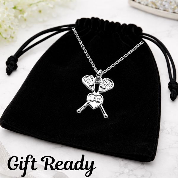 Lacrosse Heart Crossed Sticks Necklace