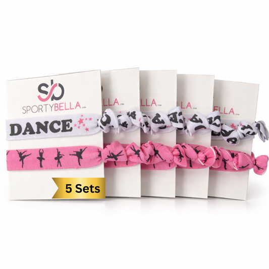 Dance Hair Ties - 5 pack - Pink White