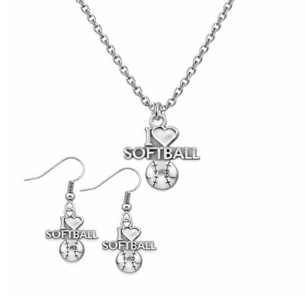 Softball Necklace & Earrings Set