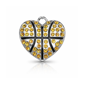 Basketball CZ Heart Charm