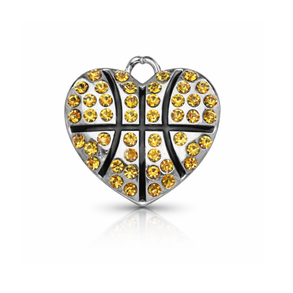 Basketball CZ Heart Charm