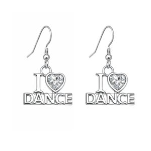 I Love Dance CZ Earrings