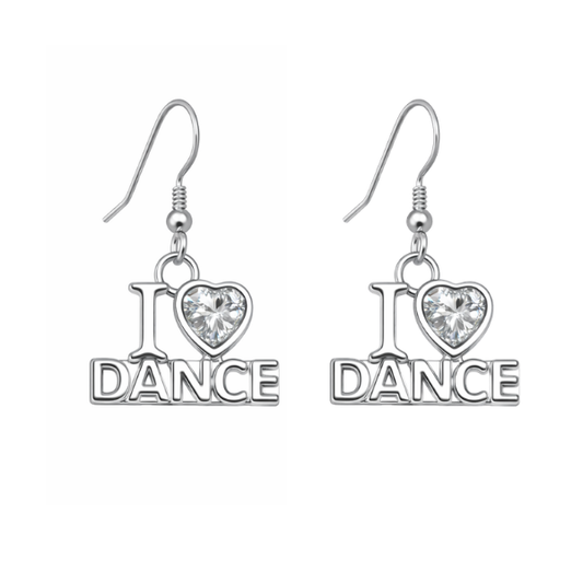 I Love Dance CZ Earrings