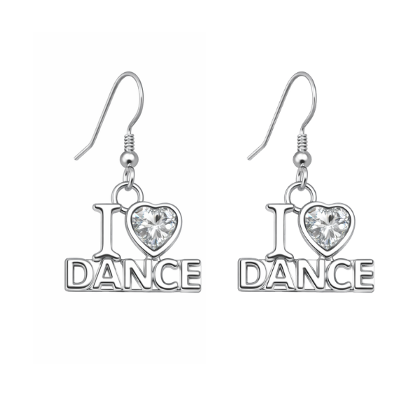I Love Dance CZ Earrings