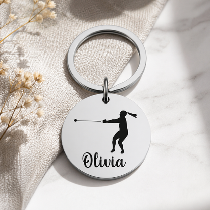 Personalized Track And Field Hammer Throw Keychain - Pick Style