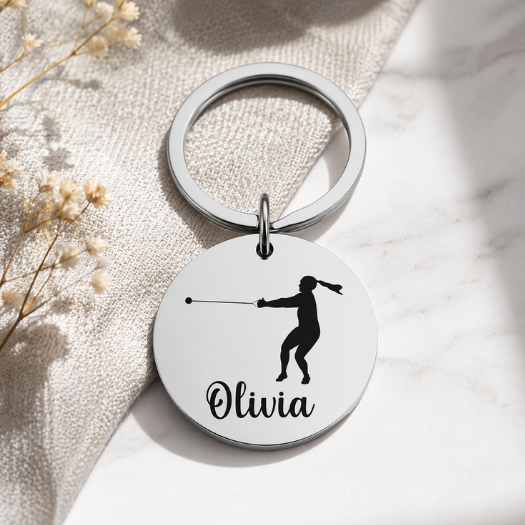 Personalized Track And Field Hammer Throw Keychain - Pick Style