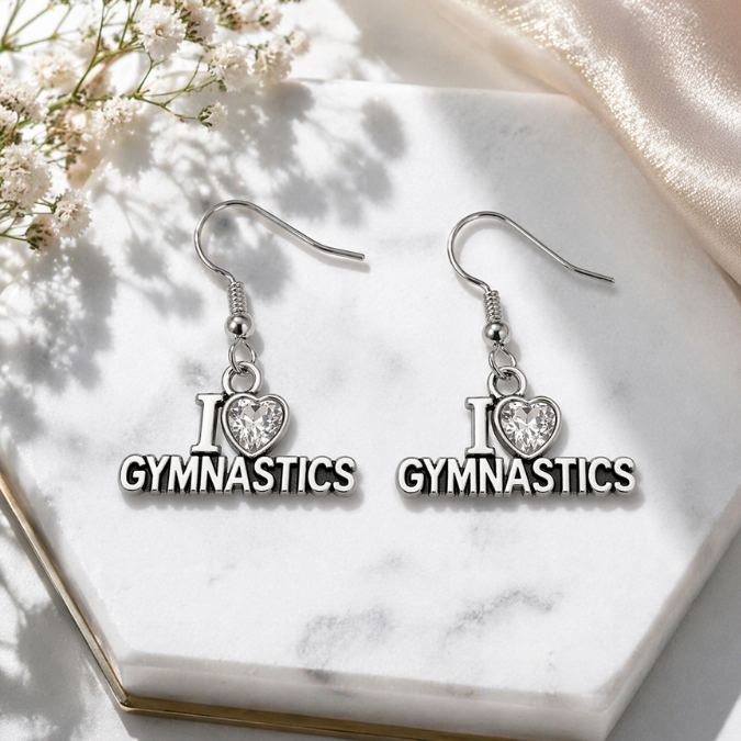Gymnastics Love CZ Earrings