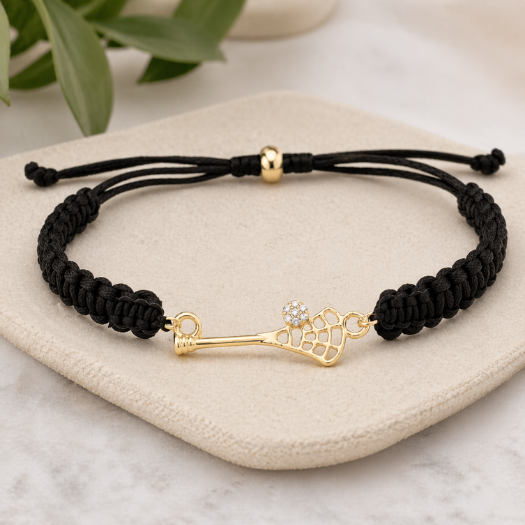 Lacrosse CZ Ball Stick Rope Bracelet