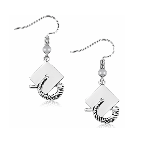 Graduation Cap Earrings, Silver Graduation Earrings Gift for Graduate