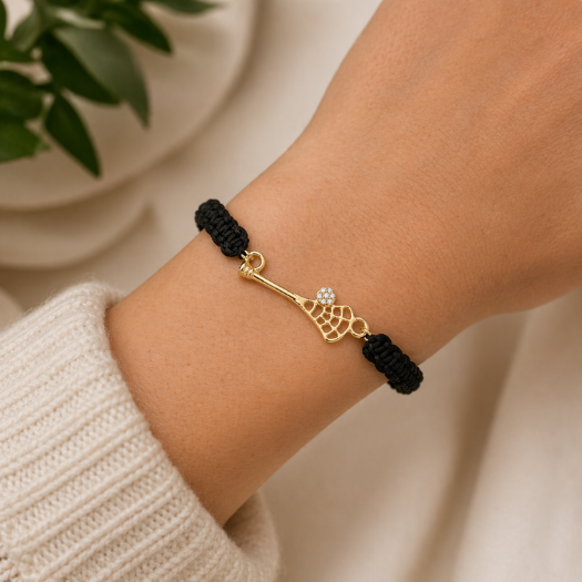 Lacrosse CZ Ball Stick Rope Bracelet