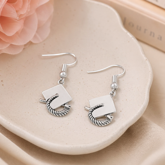 Graduation Cap Earrings, Silver Graduation Earrings Gift for Graduate