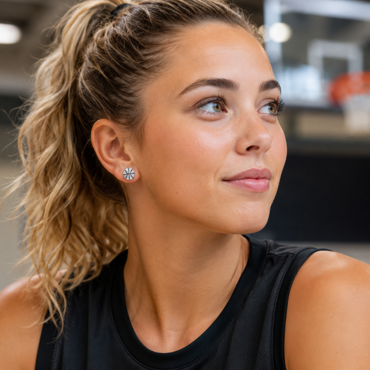 Basketball Rhinestone Stud Earrings