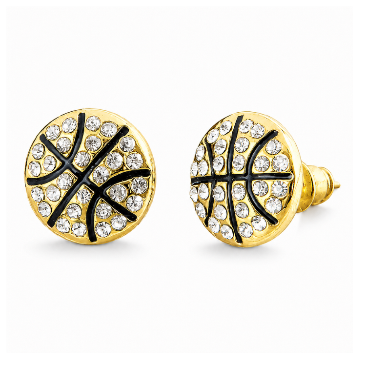 Basketball Rhinestone Stud Earrings