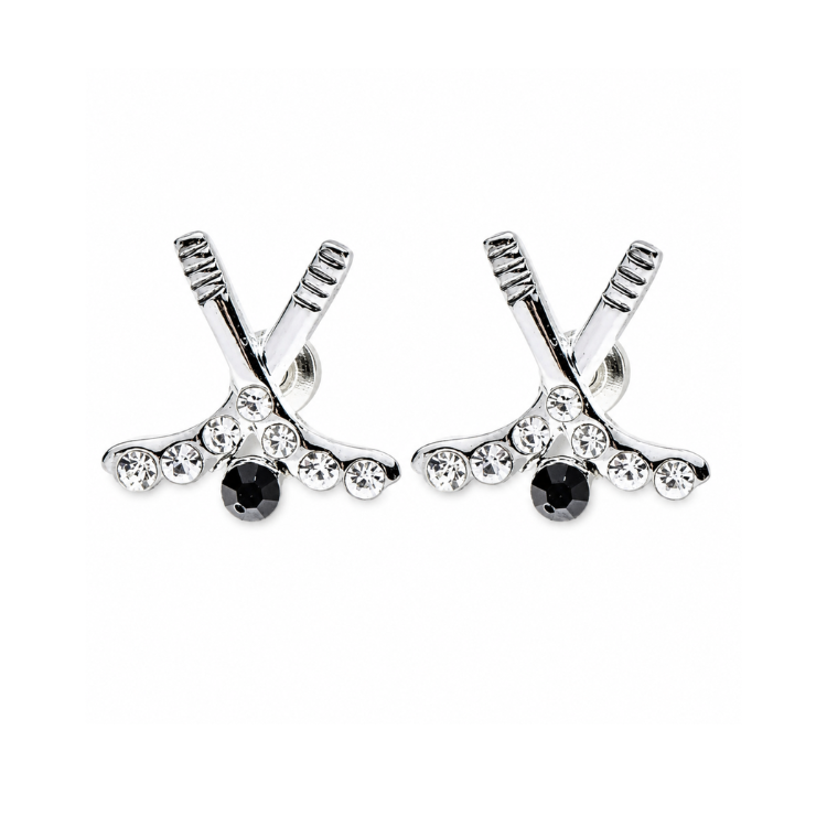 Ice HockeyCZ Stud Earrings