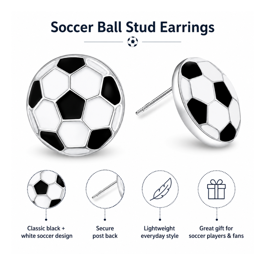 Soccer Ball Stud Earrings