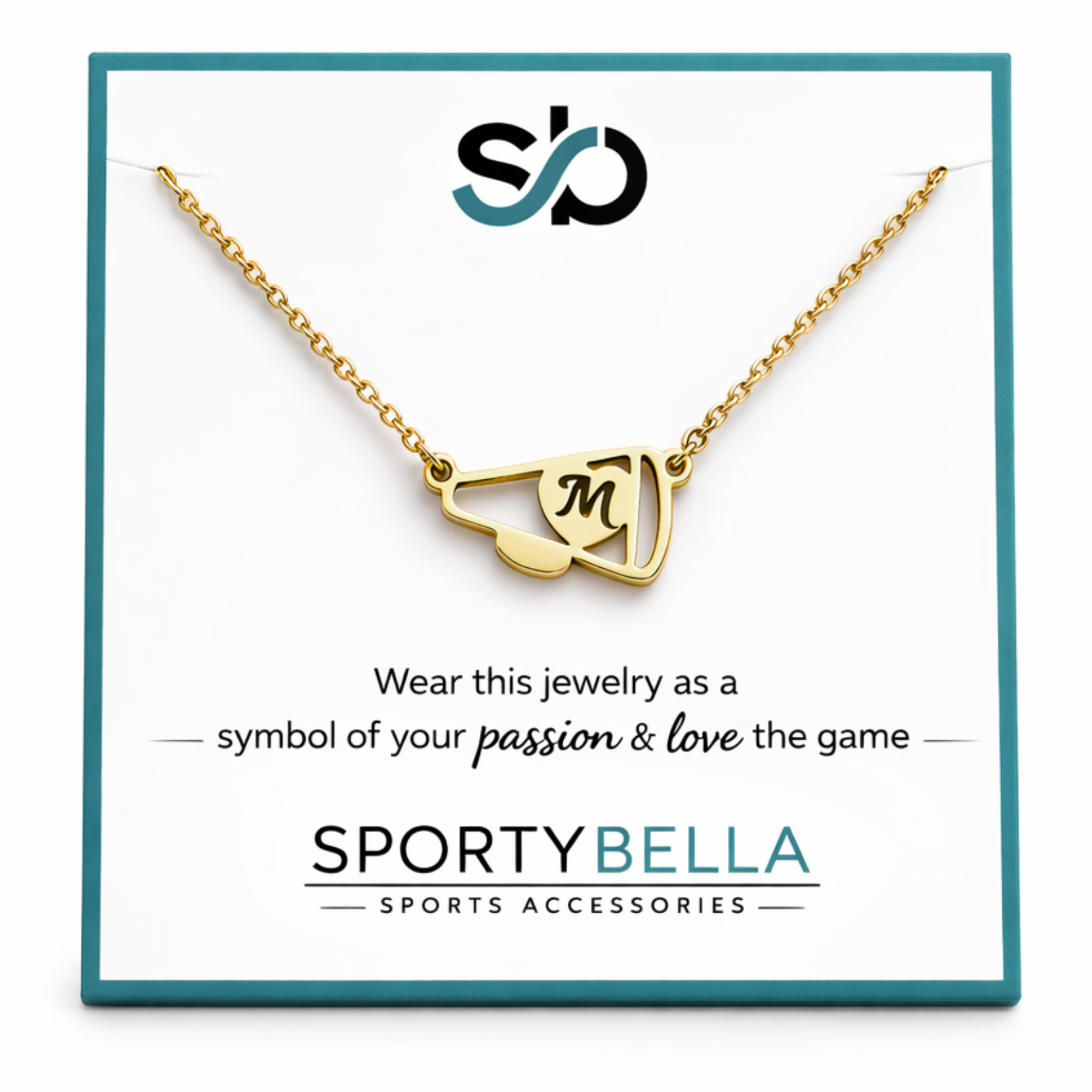 Personalized Cheer Heart Megaphone Necklace