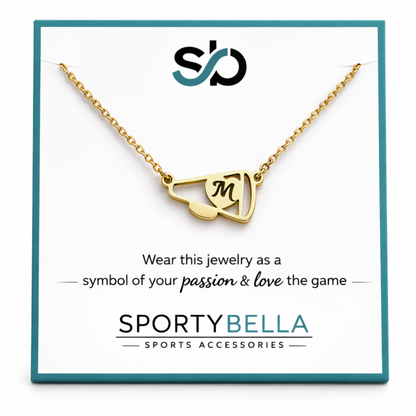 Personalized Cheer Heart Megaphone Necklace