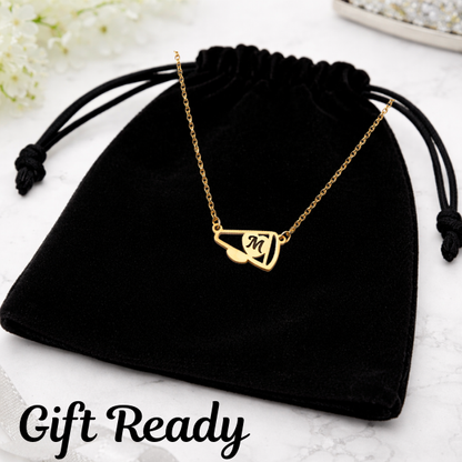 Personalized Cheer Heart Megaphone Necklace