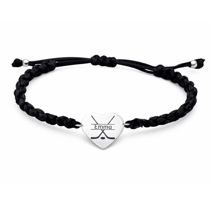 Personalized Engraved Ice Hockey Heart Rope Bracelet