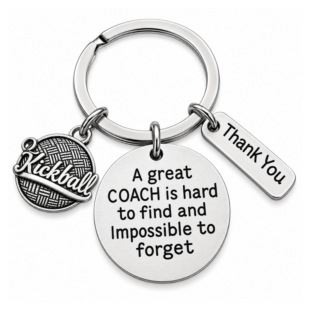 Kickball Coach Keychain, Kickball Coach Gifts, Great Coach is Hard to Find Coach Keychain