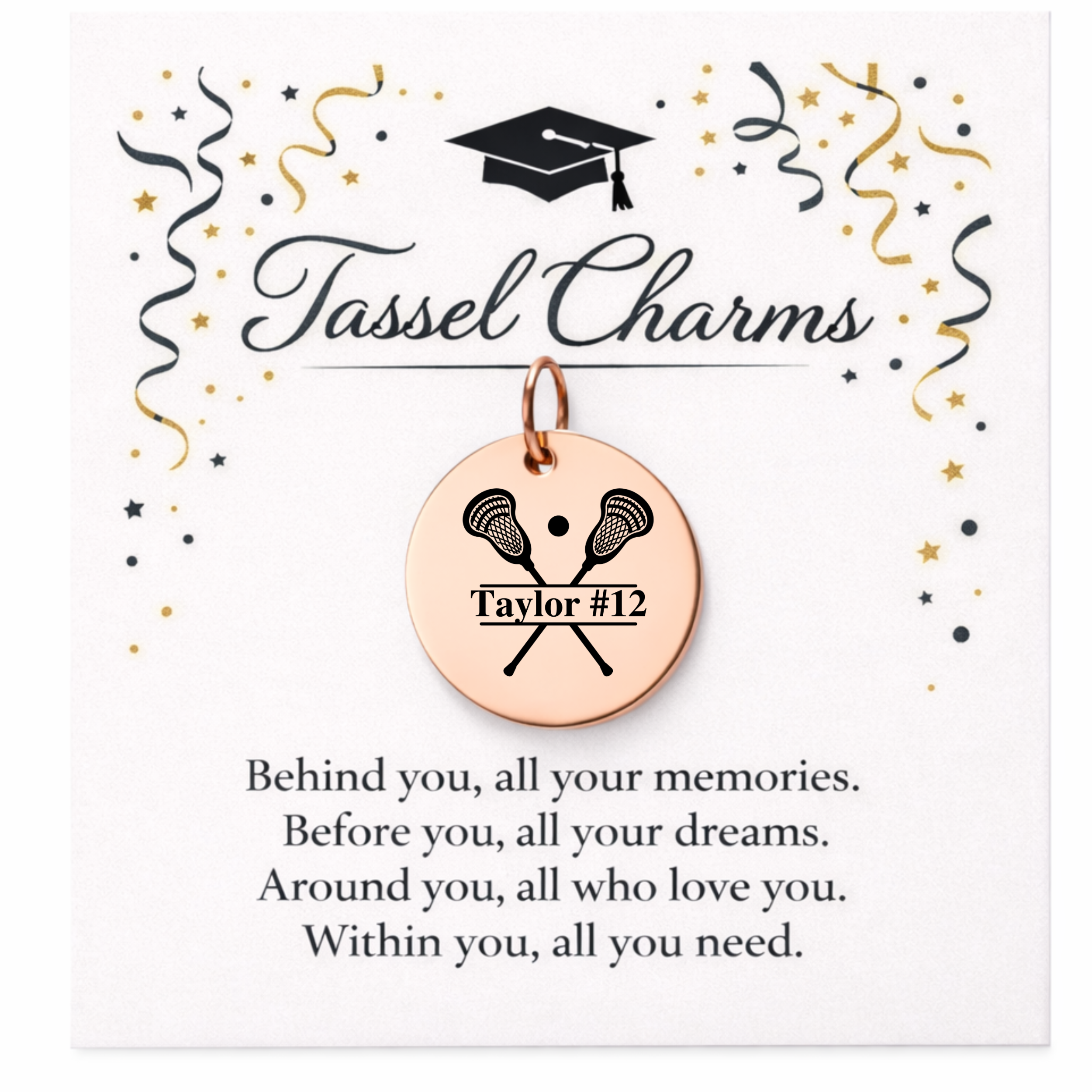 Lacrosse Engraved Tassel Charm