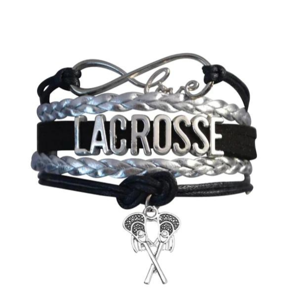 Black Lacrosse Bracelet - Pick Charm - Sportybella