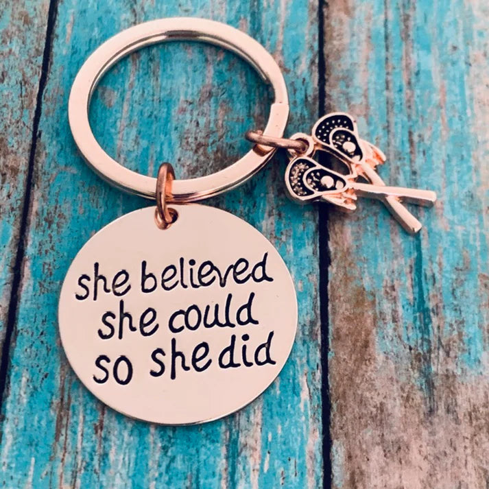 Lacrosse Keychain - She Believed She Could So She Did