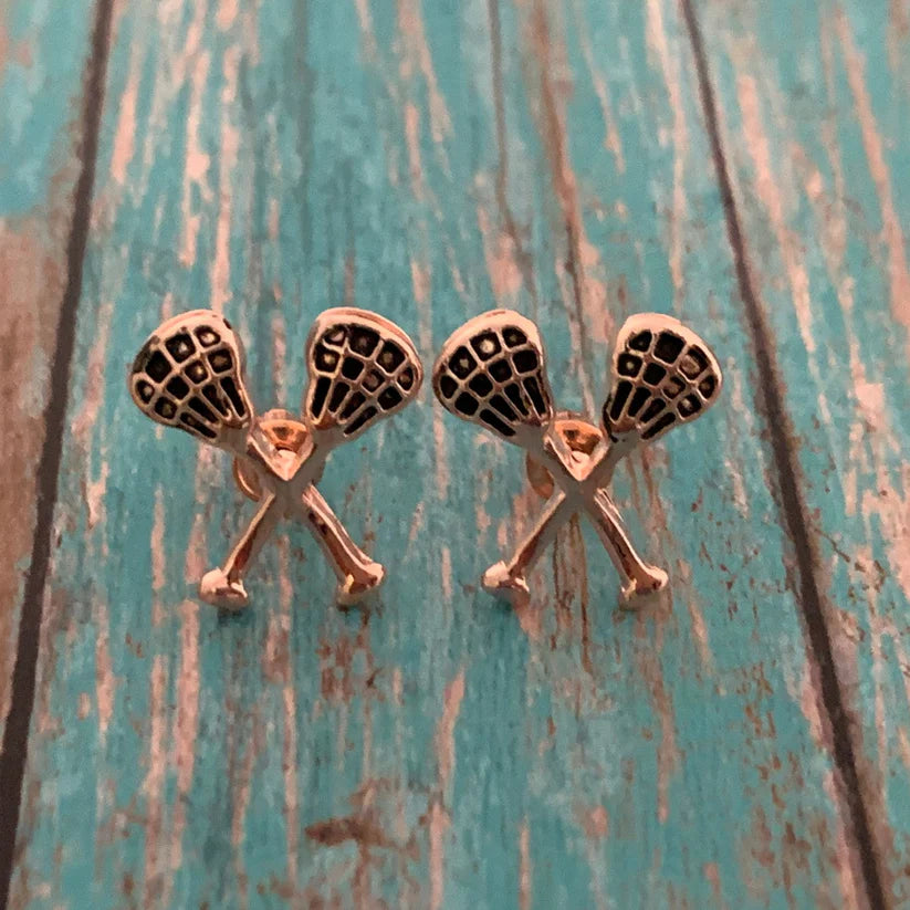 Girls Lacrosse Stick Stud Earrings