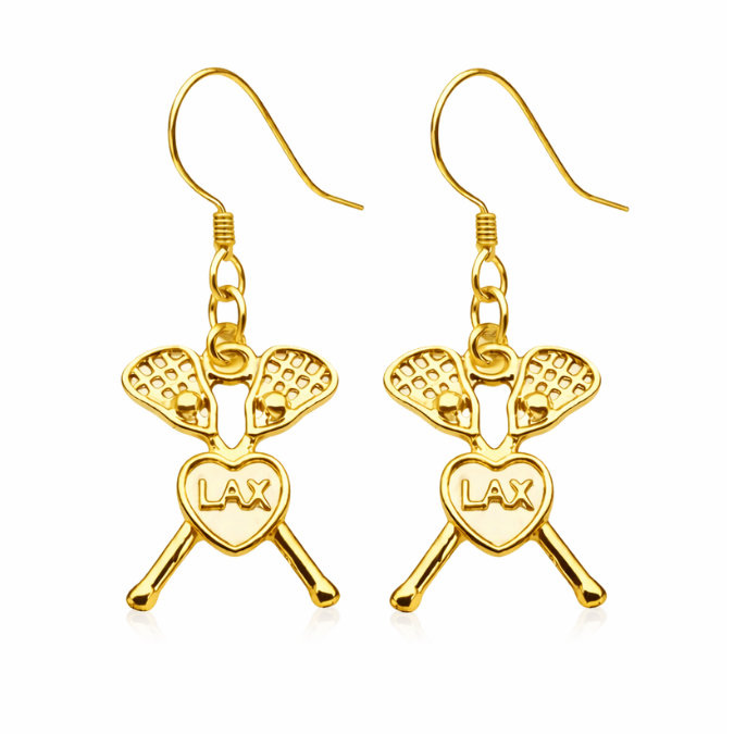 Lacrosse Heart Stick Earrings- Pick Color