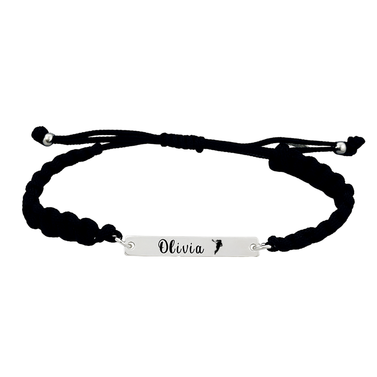 Personalized Engraved Girl Lacrosse Bar Rope Bracelet