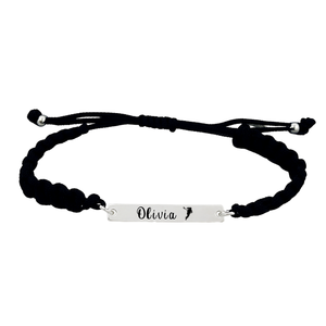 Personalized Engraved Girl Lacrosse Bar Rope Bracelet