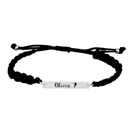 Personalized Engraved Girl Lacrosse Bar Rope Bracelet