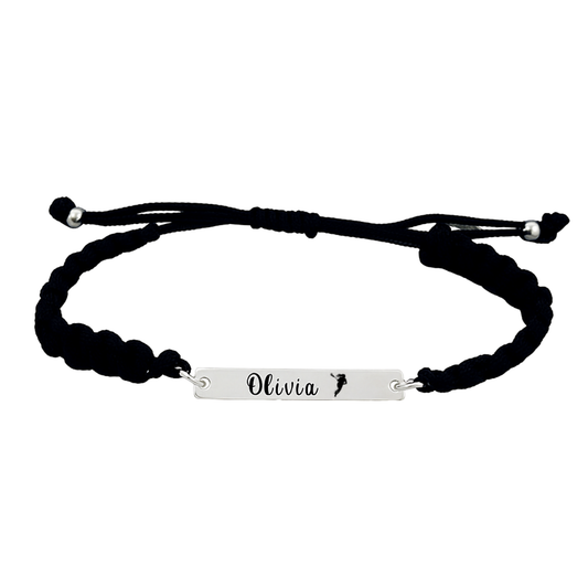 Personalized Engraved Girl Lacrosse Bar Rope Bracelet