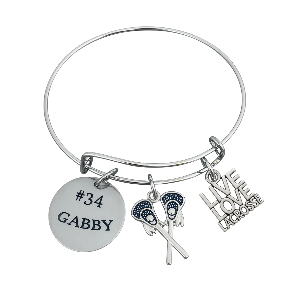 Personalized Engraved Girls Lacrosse Bracelet