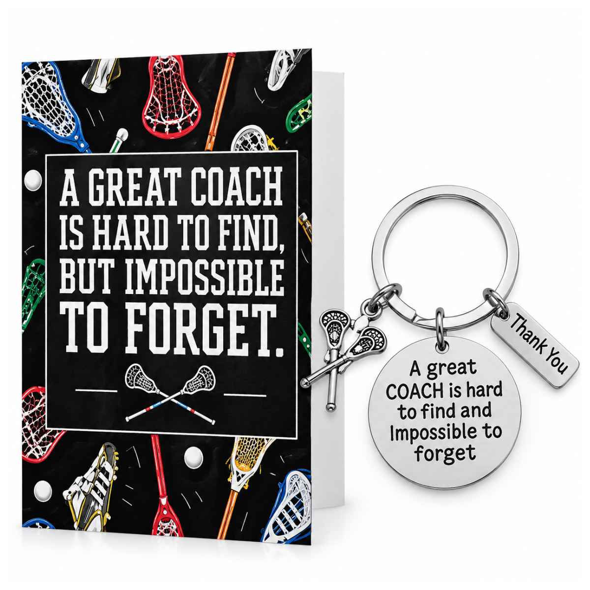 Lacrosse Coach Keychain & Card Bundle