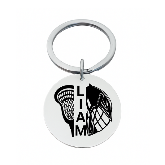 Personalized Engraved Lacrosse Helmet Keychain